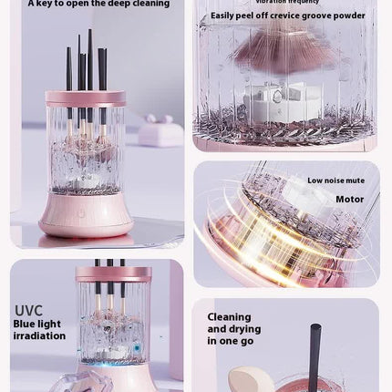 Pink Electric Makeup Brush Cleaner & Dryer Machine - Automatic Spinner Tool (Plug-in model)