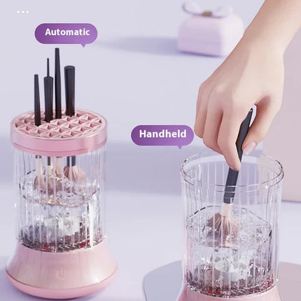 Pink Electric Makeup Brush Cleaner & Dryer Machine - Automatic Spinner Tool (Plug-in model)