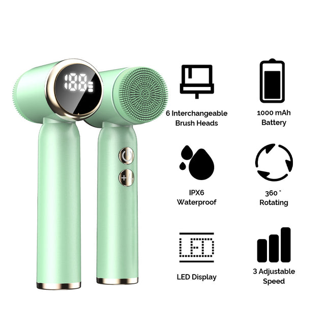 Green 6-in-1 Electric Facial Cleansing Brush Set – product detail