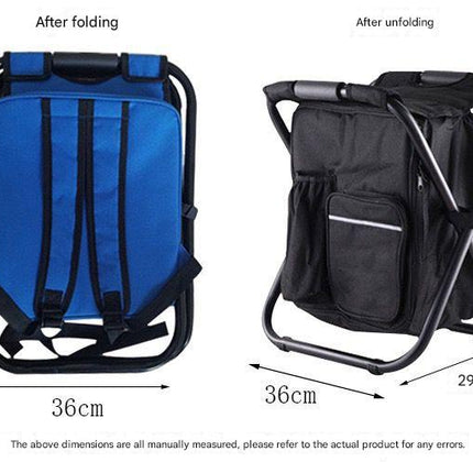 Blue Insulated Cooler Backpack Chair - Foldable Stool for Picnics & BBQ