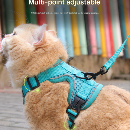 Brown Reflective Mesh Dog Harness and Leash Set - Adjustable No-Pull Vest - L