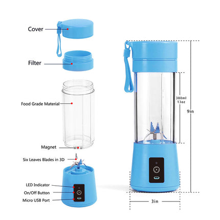 Pink Portable Blender USB Rechargeable - Personal Size Smoothie Maker On The Go