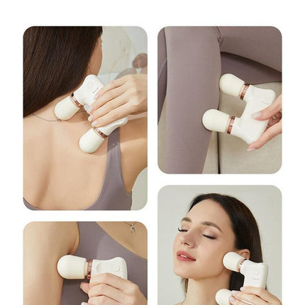 Pink Portable Dual Head Mini Massager - 5 Modes, Quiet Operation, USB-C Rechargeable