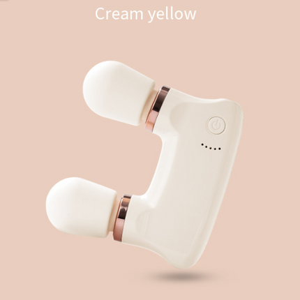 Light yellow Portable Dual Head Mini Massager - 5 Modes, Quiet Operation, USB-C Rechargeable