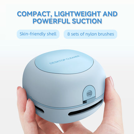 Blue Cordless Tabletop Crumb Sweeper - USB Rechargeable Mini Vacuum for Desk