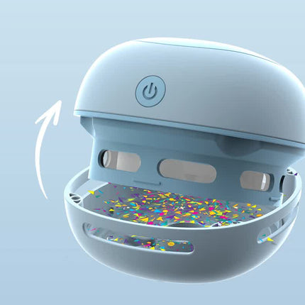Blue Cordless Tabletop Crumb Sweeper - USB Rechargeable Mini Vacuum for Desk