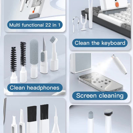 White 22-in-1 Electronics Cleaning Kit - for Keyboards, Airpods, Laptops, Cell Phones, Cameras