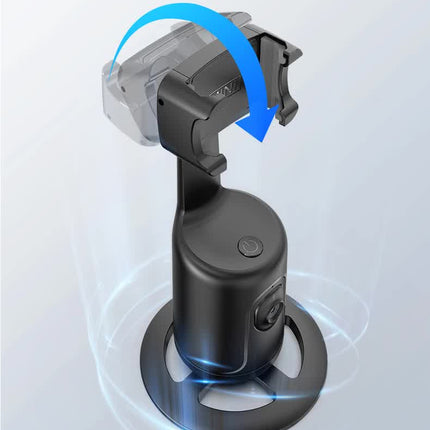 Black AI Smart Auto Tracking Phone Holder - 360° Rotation Face & Body Tracking Mount