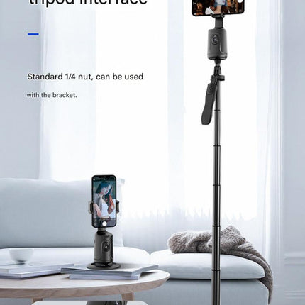 Black AI Smart Auto Tracking Phone Holder - 360° Rotation Face & Body Tracking Mount