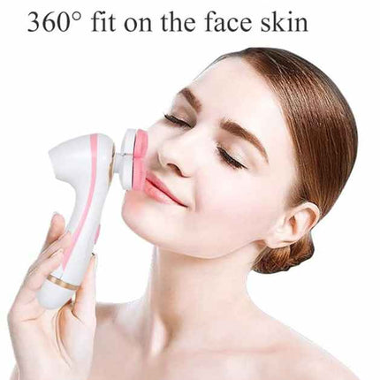 Blue 3-Head Electric Facial Cleansing Brush - Rechargeable Spin Scrubber Kit