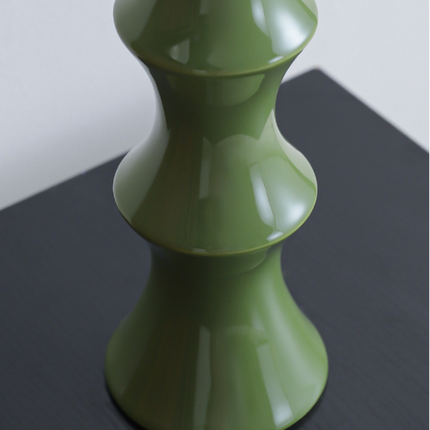 Glossy GreenCeramic Vase - Unique Bamboo-Look Design (25.5x9x7cm)