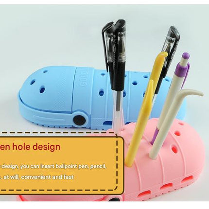 2 - pcs Blue Cute Clog-Shaped Pen Holder for Desk Organization