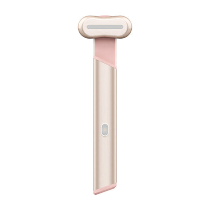 Rose Gold Electric Eye Massager Pen with Red & Blue Light Therapy - Heated Vibration Wand