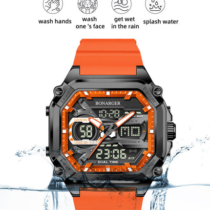 Green Men's Dual Display Watch - Dual Time Digital Analog Waterproof Sports Watch