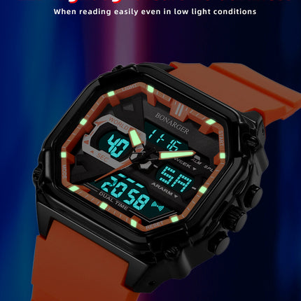 Blue Men's Dual Display Watch - Dual Time Digital Analog Waterproof Sports Watch