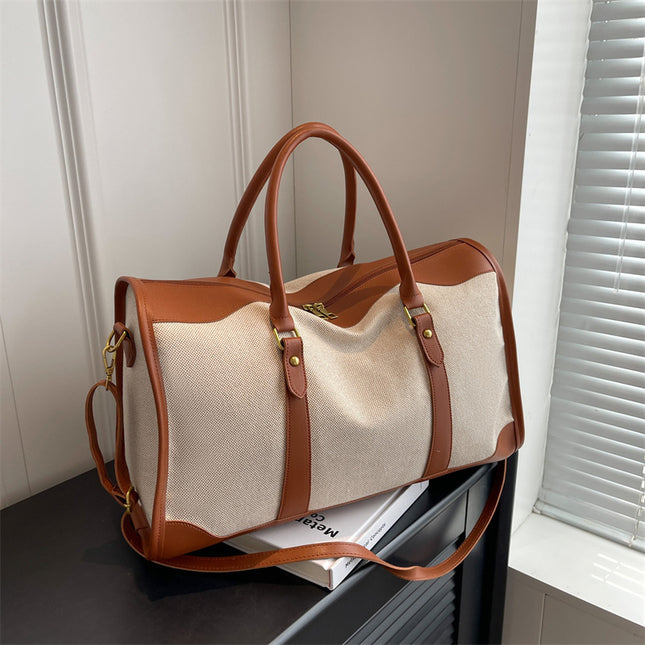Brown Contrast Color Women's Travel Bag