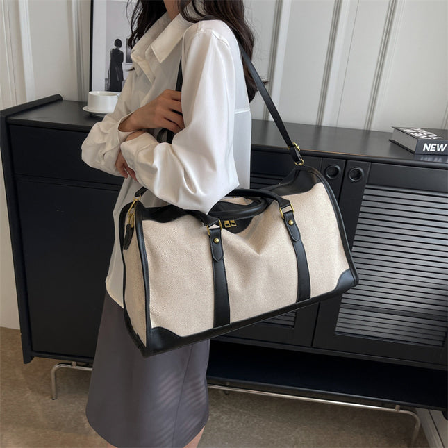 Black Contrast Color Women's Travel Bag