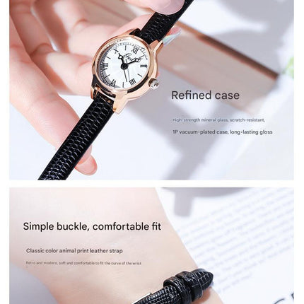 Coffee shell coffee tray coffee belt Delicate Women's Watch - 20mm Roman Numeral Dial, Leather Strap