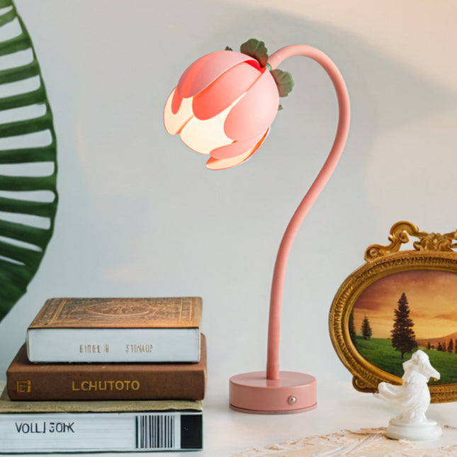 Pink LED Tulip Desk Lamp - Flexible Gooseneck