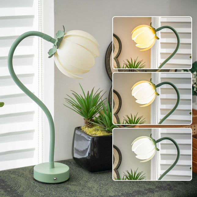 Green LED Tulip Desk Lamp - Flexible Gooseneck