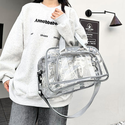Silver transparent Multi-Purpose Clear PVC Bag - Travel, Fitness, Storage Tote (50x32x18cm)