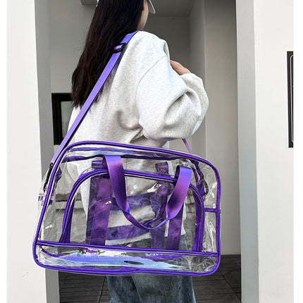 Purple transparent Multi-Purpose Clear PVC Bag - Travel, Fitness, Storage Tote (42x26x15cm)