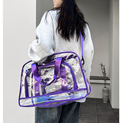 Purple transparent Multi-Purpose Clear PVC Bag - Travel, Fitness, Storage Tote (50x32x18cm)