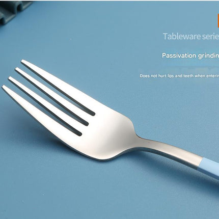 2 - pcs Light blue Reusable Travel Utensil Set with Case - 304 Stainless Steel Spoon, Fork & Chopsticks