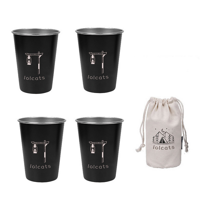 Black 304 Stainless Steel Camping Cup