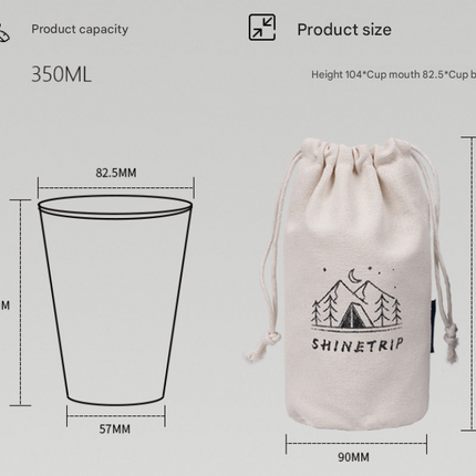 Green 304 Stainless Steel Camping Cup - 350ml Outdoor Drinkware(Set of 4 with Bag)