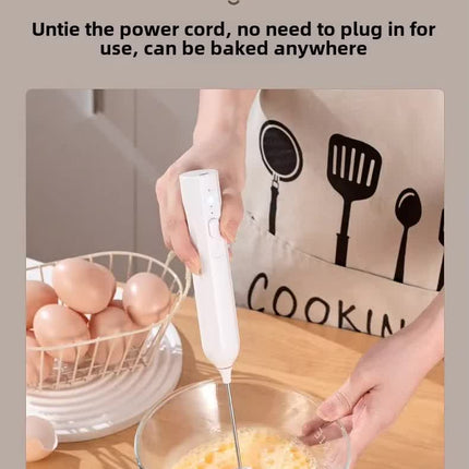 Apricot Mini Hand Mixer with Frother & Balloon Whisk Heads - Rechargeable Kitchen Tool