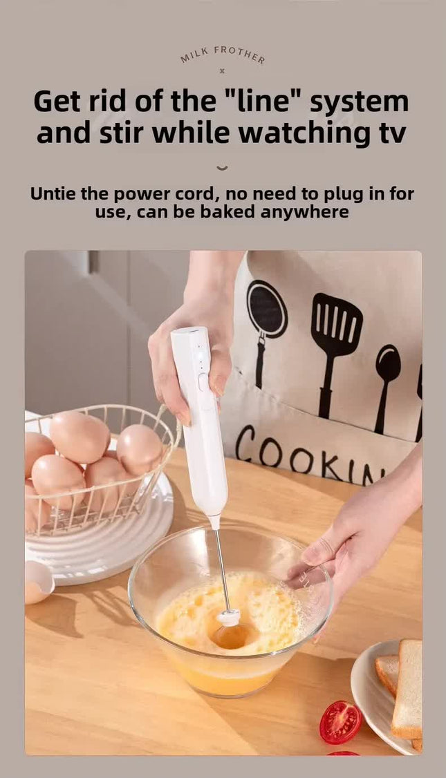 Apricot Mini Hand Mixer with Frother & Balloon Whisk Heads – product detail