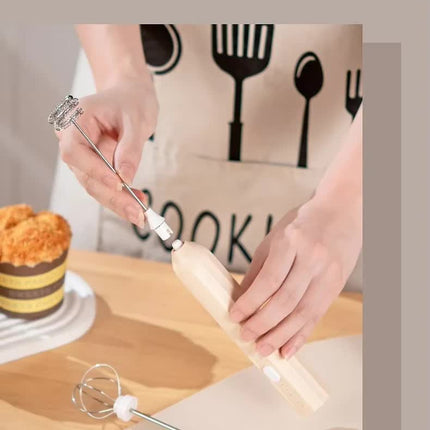 Apricot Mini Hand Mixer with Frother & Balloon Whisk Heads - Rechargeable Kitchen Tool