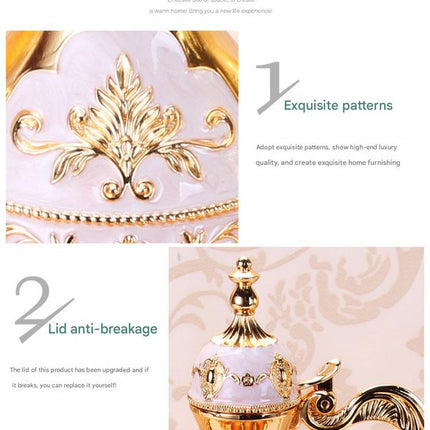 Elegant Gold Metal Serving Set - Decanter, 6 Cups, Tray (Copper+Red)