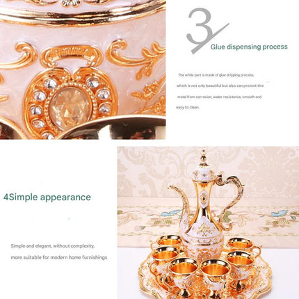 Elegant Gold Metal Serving Set - Decanter, 6 Cups, Tray (Copper)