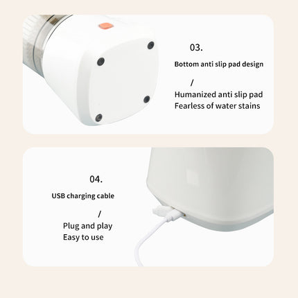 White Electric Citrus Juicer Press - Portable, Large Caliber, One-Click Operation(3.7v 1500 mAh battery)