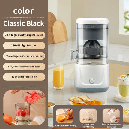 Gray Electric Citrus Juicer Press - Portable, Large Caliber, One-Click Operation(7.4v1600mAh battery)