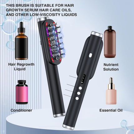 White Vibrating Scalp Massager Comb - LED Therapy & Oil Infuser for Hair Growth