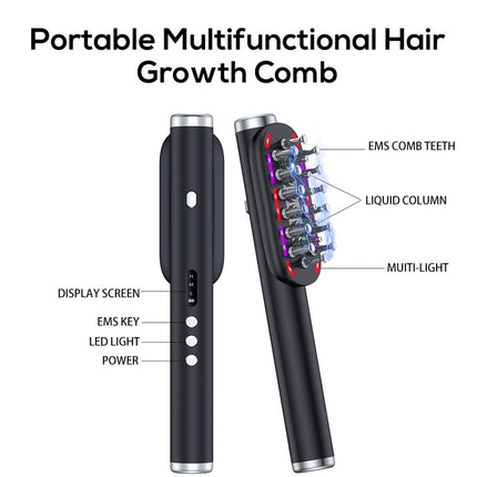 White Vibrating Scalp Massager Comb - LED Therapy & Oil Infuser for Hair Growth