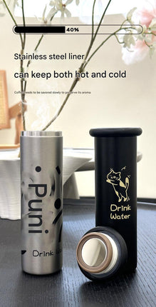 Mini Insulated Coffee Cup - 316 Stainless Steel, Portable & Stylish - White Kitten (300ml)