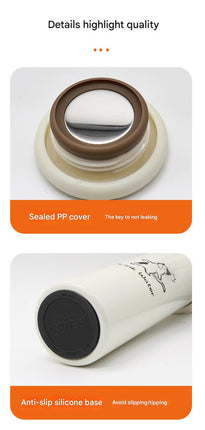Mini Insulated Coffee Cup - 316 Stainless Steel, Portable & Stylish - White Kitten (300ml)