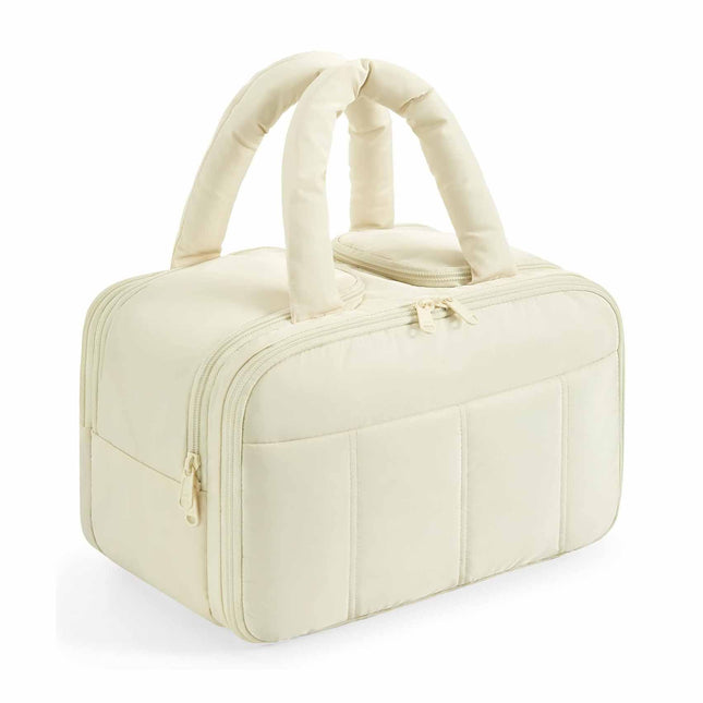 White Puffy Travel Wash Bag with Wide-Mouth Access and Wet-Dry Pockets V888-ELOSUNG26453