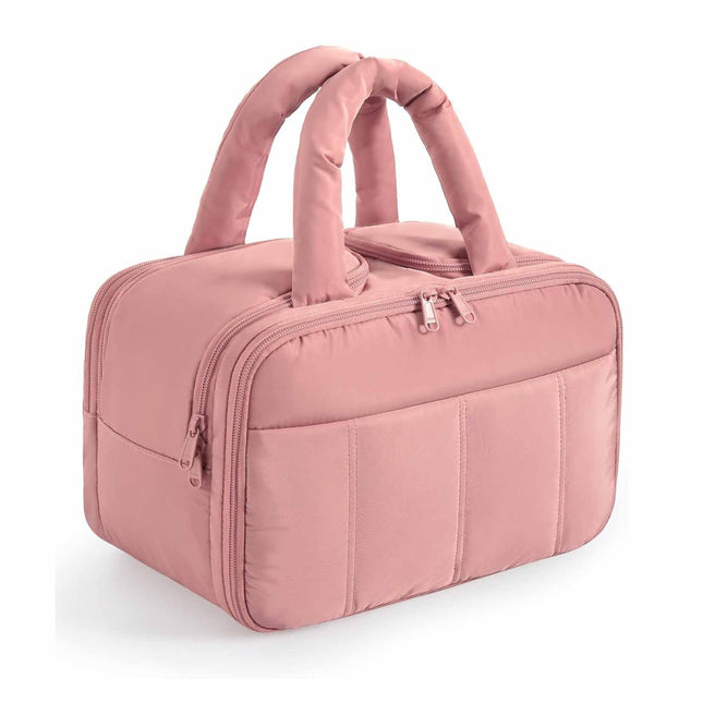 Peach Puffy Travel Wash Bag with Wide-Mouth Access and Wet-Dry Pockets V888-ELOSUNG26455