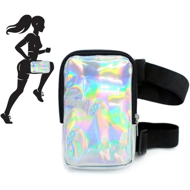 Silver Shiny Holographic Thigh Holster Bag