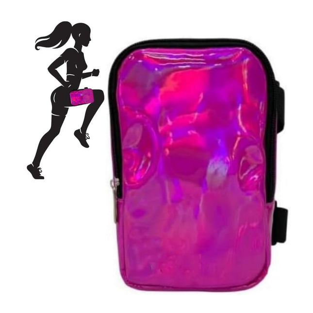 Pink Shiny Holographic Thigh Holster Bag