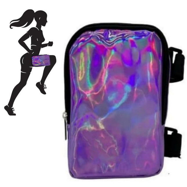 Purple Shiny Holographic Thigh Holster Bag