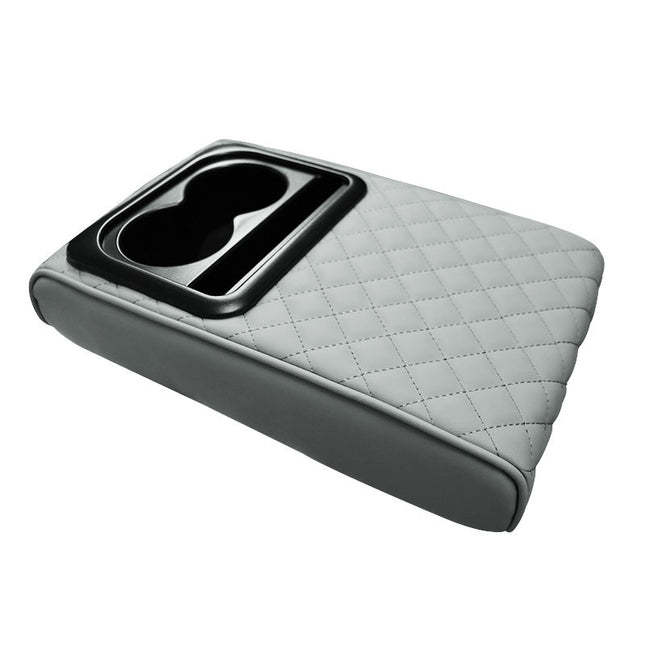 Gray Auto Center Console Armrest Riser Pad with Dual Cup Holders