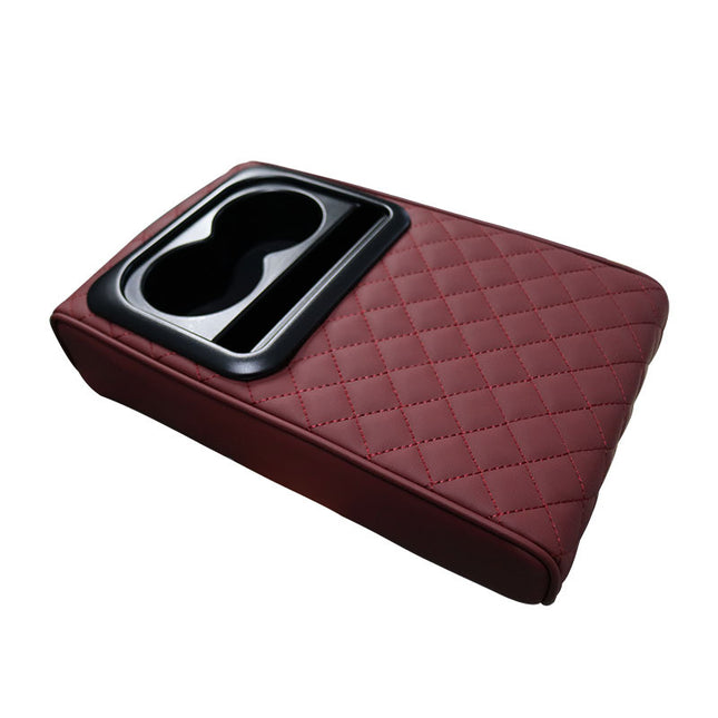 Wine red Auto Center Console Armrest Riser Pad with Dual Cup Holders