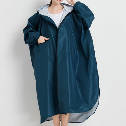 Sea blue Stylish Waterproof Raincoat Poncho - Long, Packable for Outdoor Travel & Hiking