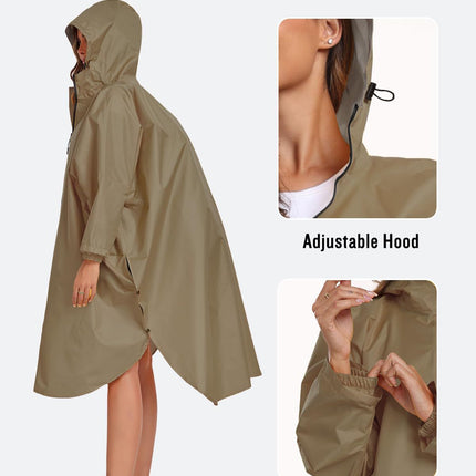 Sea blue Stylish Waterproof Raincoat Poncho - Long, Packable for Outdoor Travel & Hiking